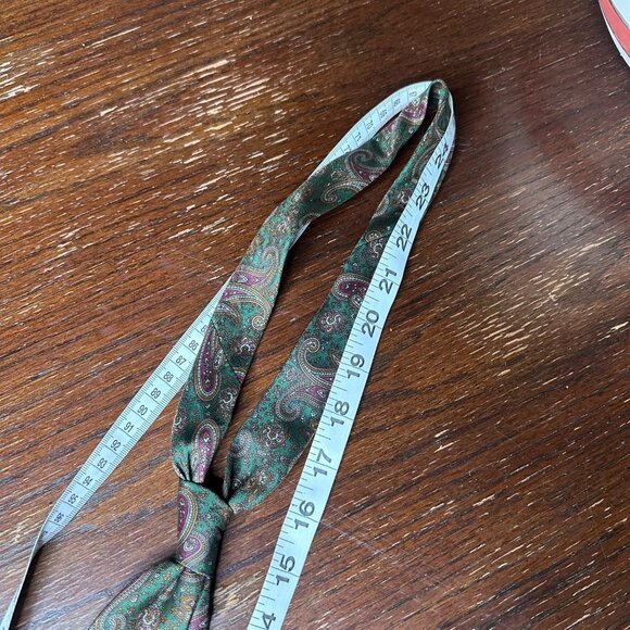 Vintage Luciano Toscanini Green Paisley Silk Tie 3" Wide Classic Mens Necktie - Picture 13 of 13